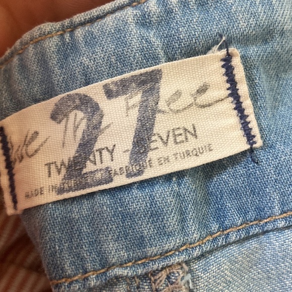 Free people belted denim utility pant in blue haze new size 28 - Picture 6 of 7